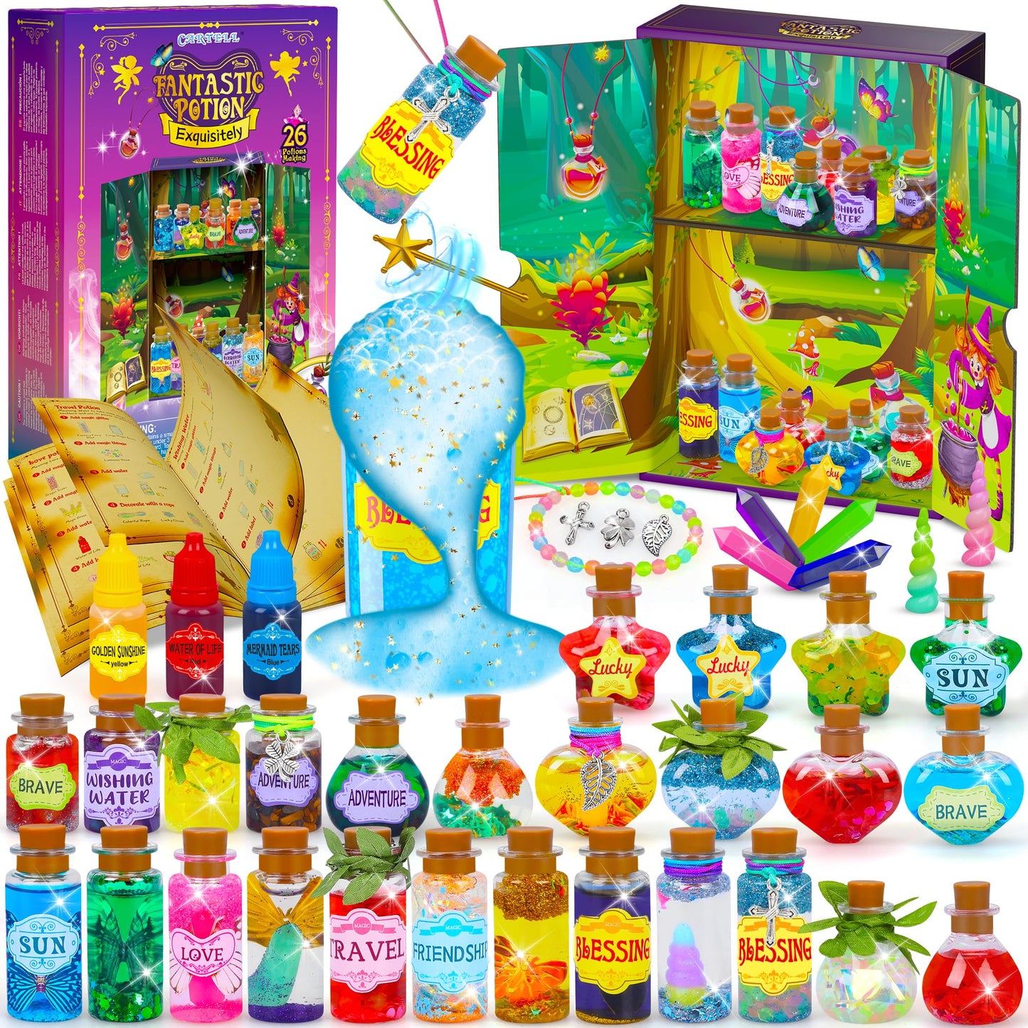CARTELL Fairy Magic Potions Kit – 26 DIY Wizard Potions Bottles for Kids