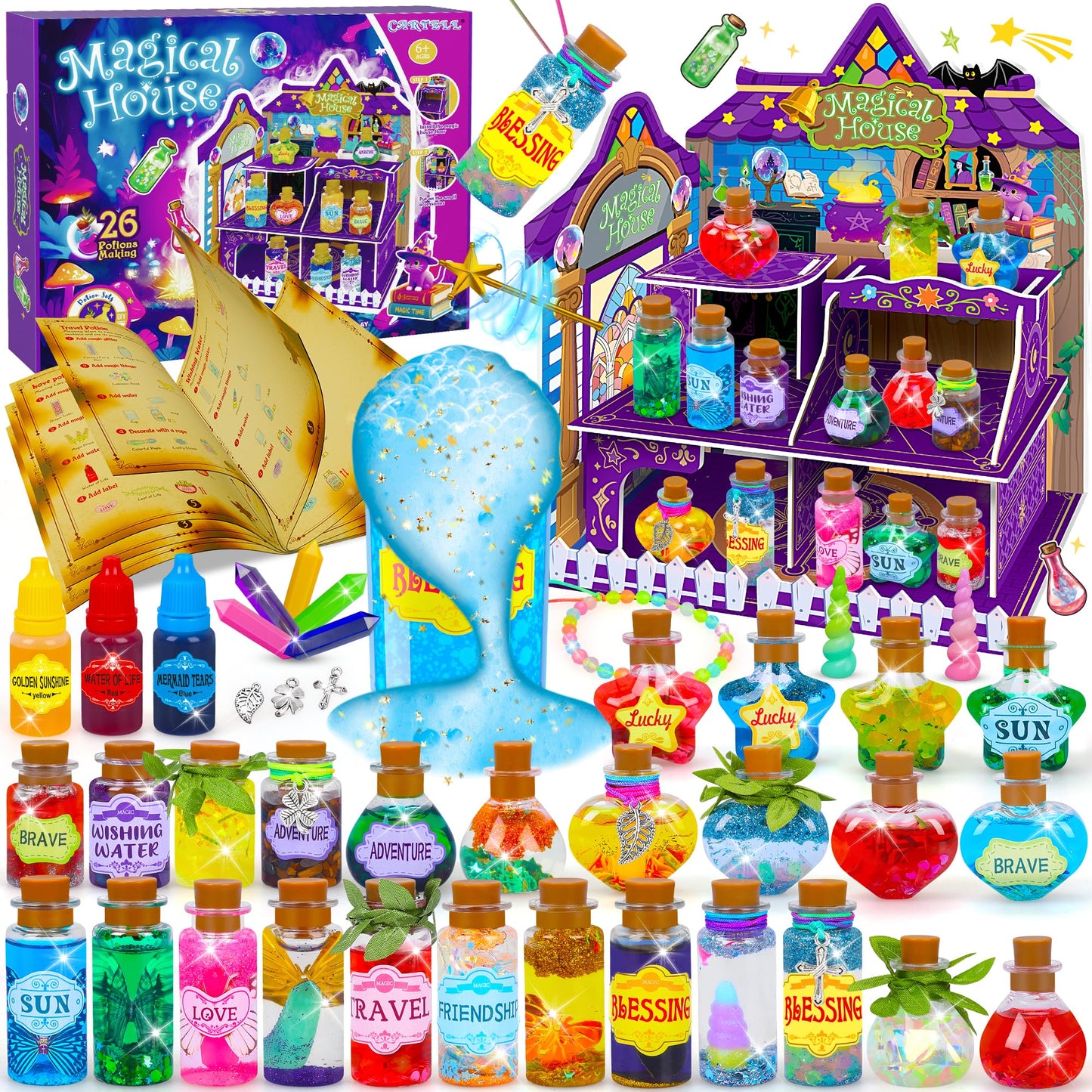 Cartell Fairy Magic Potions Kit for Kids — 26 Bottles + DIY Magical House