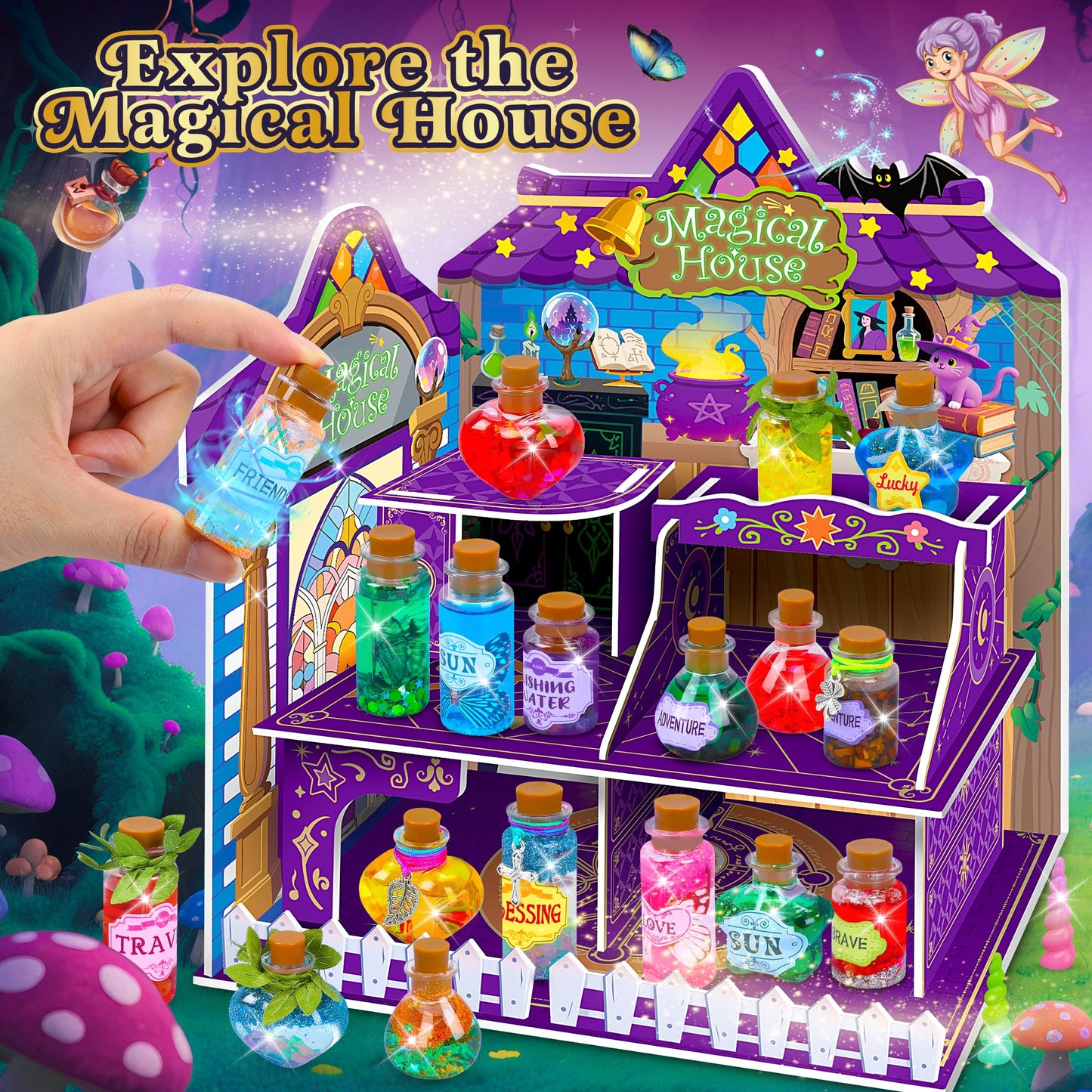 Cartell Fairy Magic Potions Kit for Kids — 26 Bottles + DIY Magical House