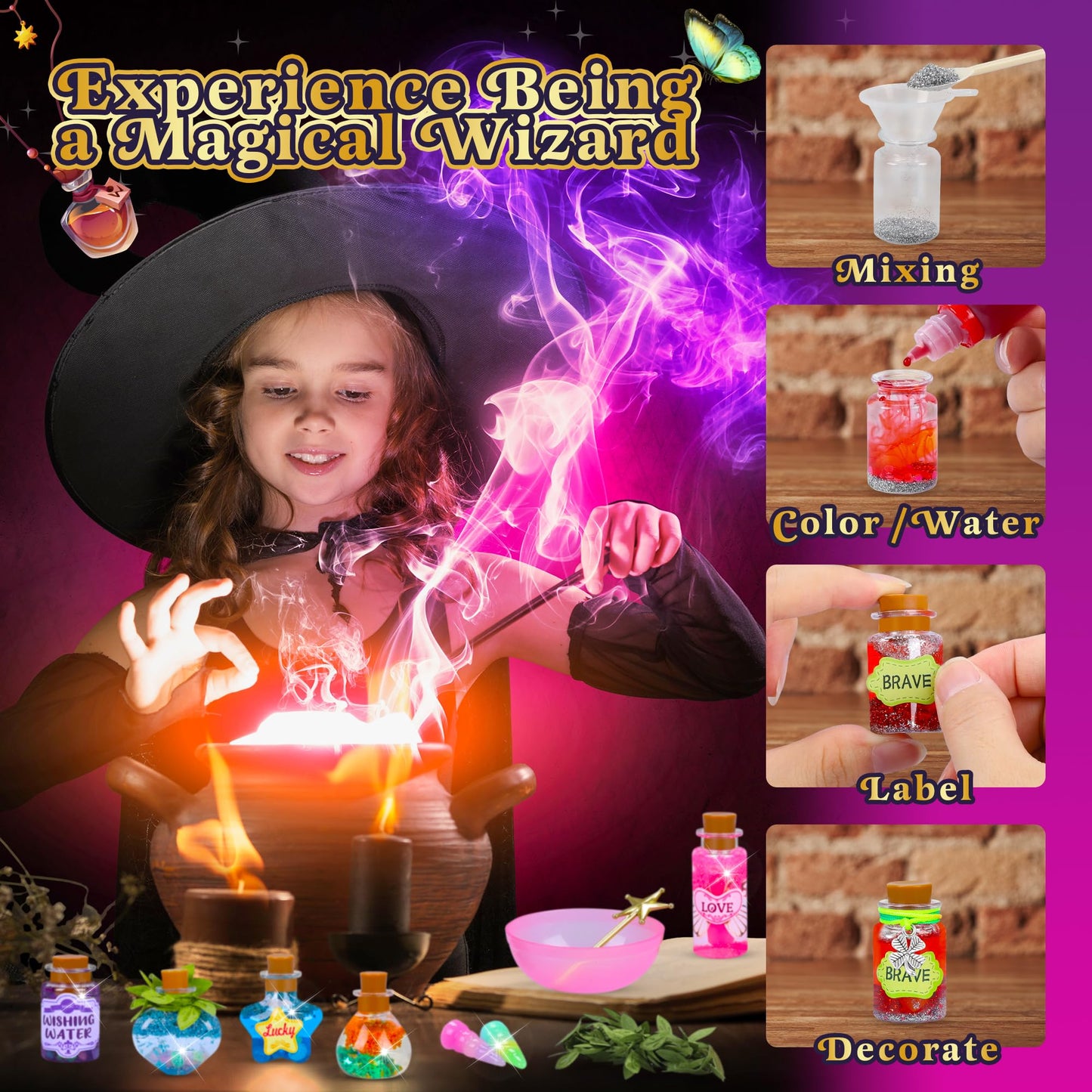 Cartell Fairy Magic Potions Kit for Kids — 26 Bottles + DIY Magical House