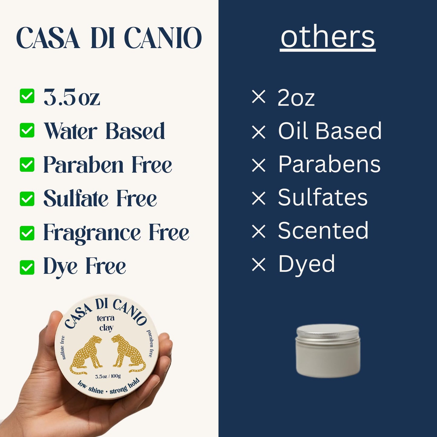 Casa Di Canio Terra Clay – Medium Hold, Low Shine, Fragrance-Free & Water-Based