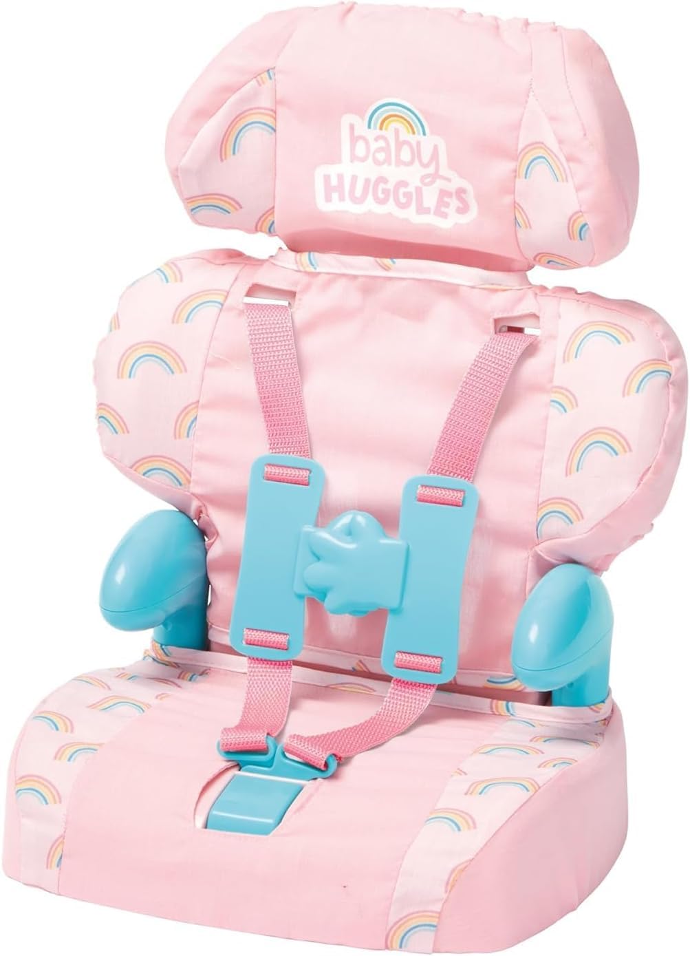 Casdon Baby Huggles Pink Booster Seat for Dolls – Adjustable Headrest & Buckles | Fits Dolls Up to 14 Inches | 3+