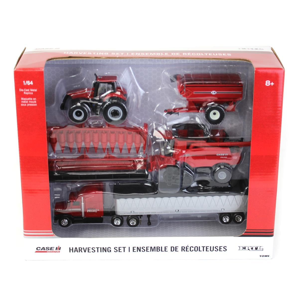 Case IH 1/64 Scale Harvesting Set: 8250 Combine, Magnum 340 Tractor & Trailer (44384)