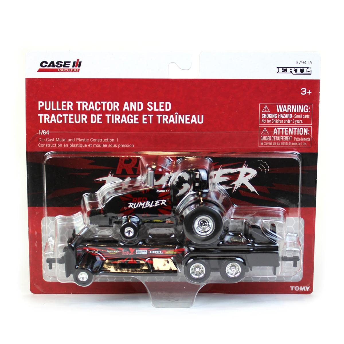 Case IH 1/64 Magnum Red Rumbler Pulling Tractor with Sled | Die-Cast Toy