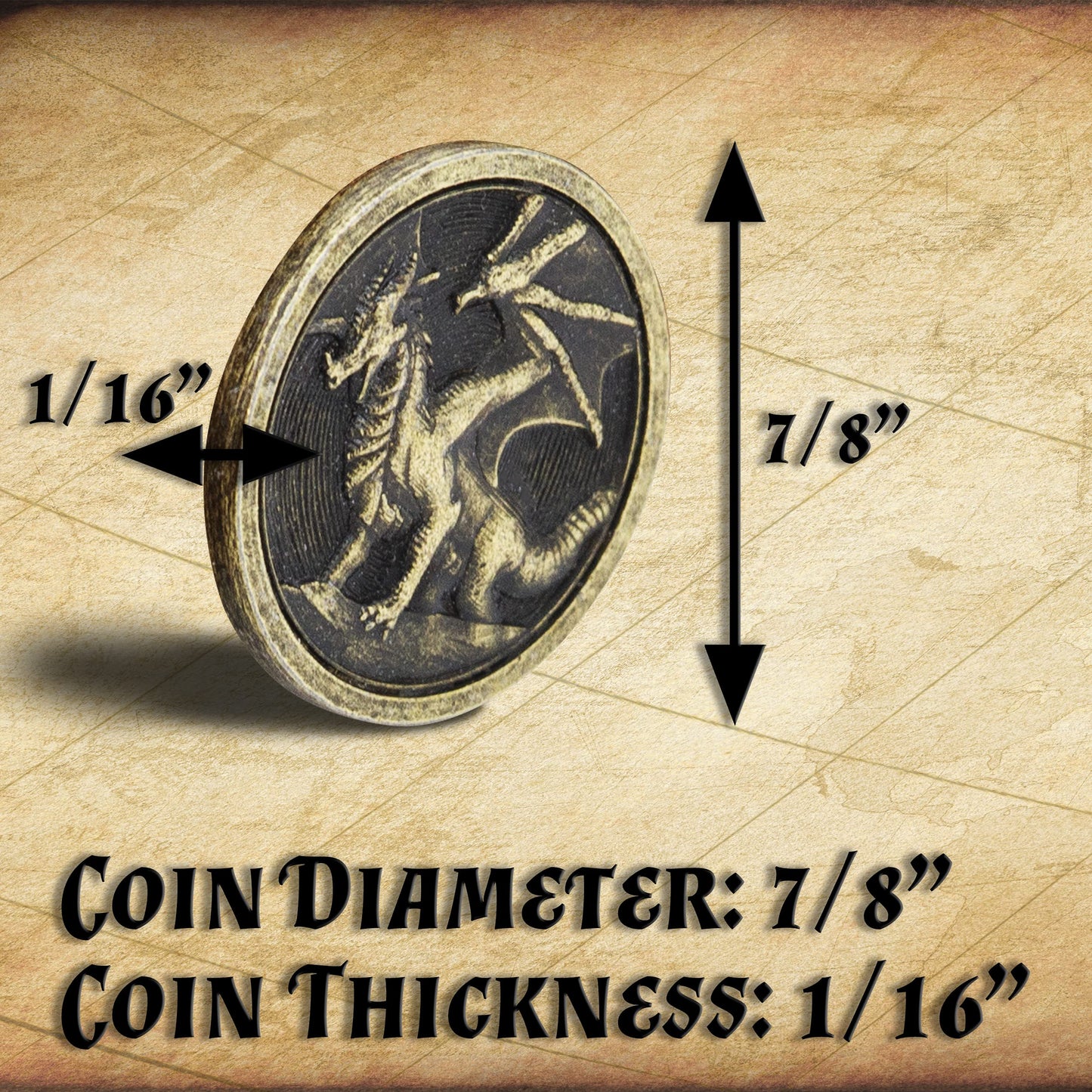 CASEMATIX 100 Metal Coins with PU Leather Pouch for RPGs – Dragon & Shield Engraving