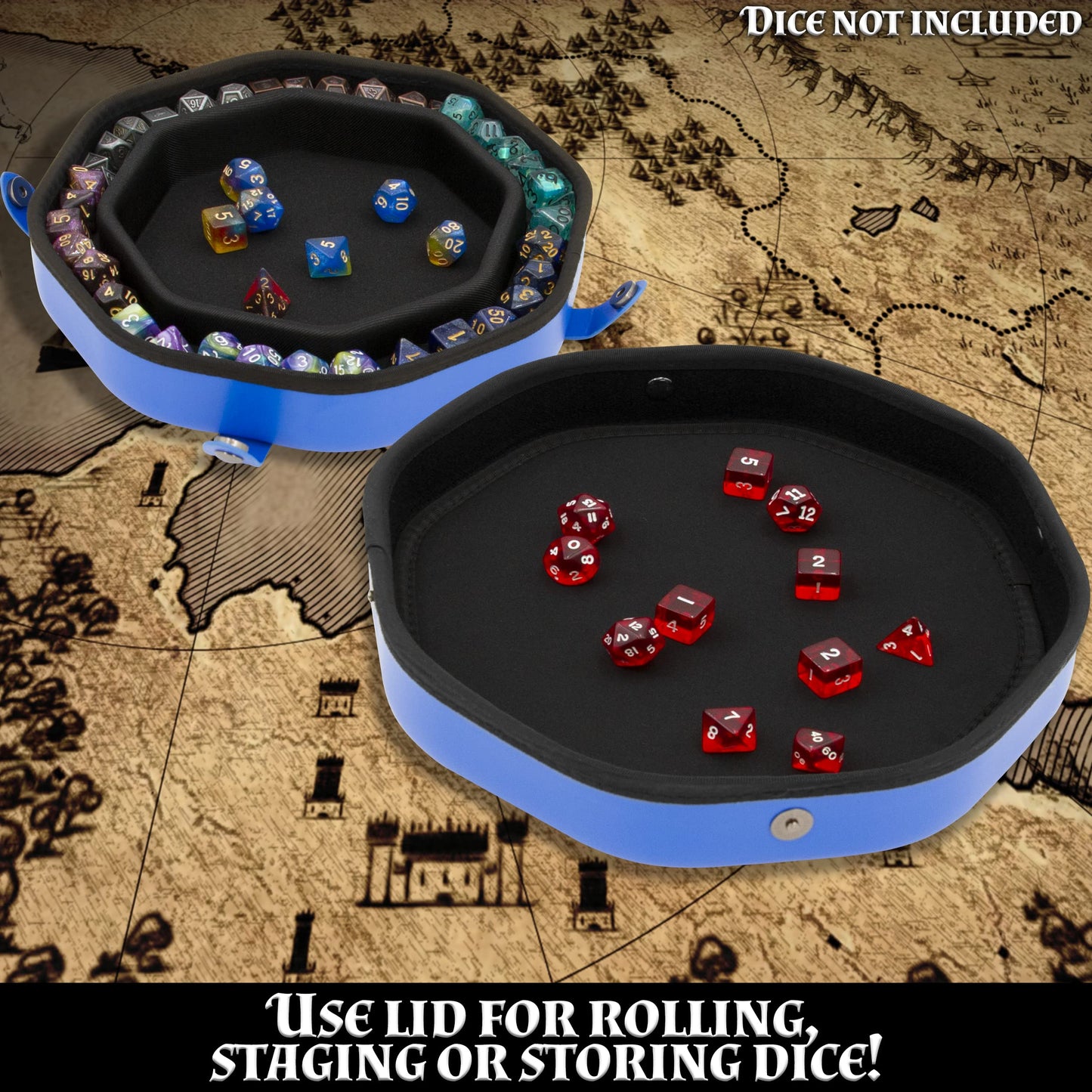 CASEMATIX Dice Tray & Storage Case for Up to 115 Dice | Magnetic Snaps and Wolf Embossed Design