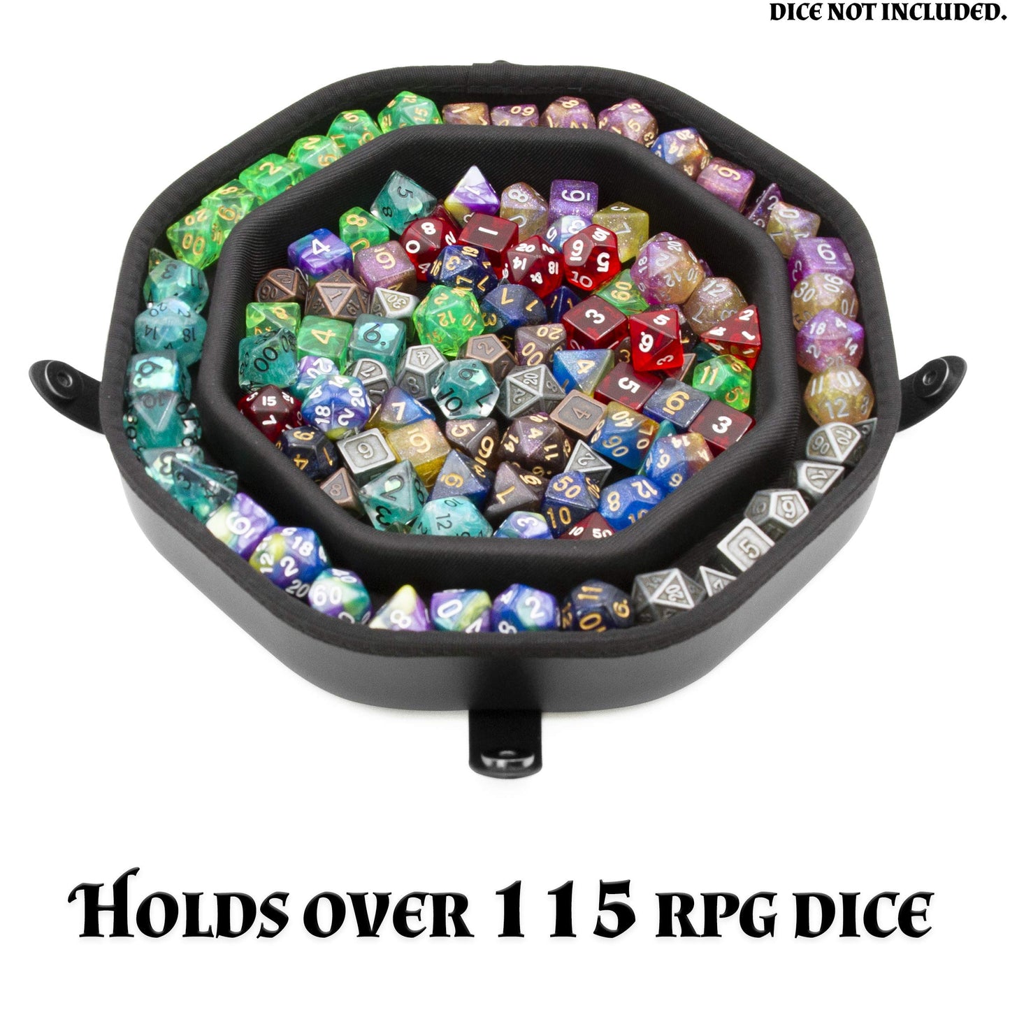 CASEMATIX Dice Tray & Storage Case — Holds 115 RPG Dice, Magnetic Snap Lid, Dragon Embossed