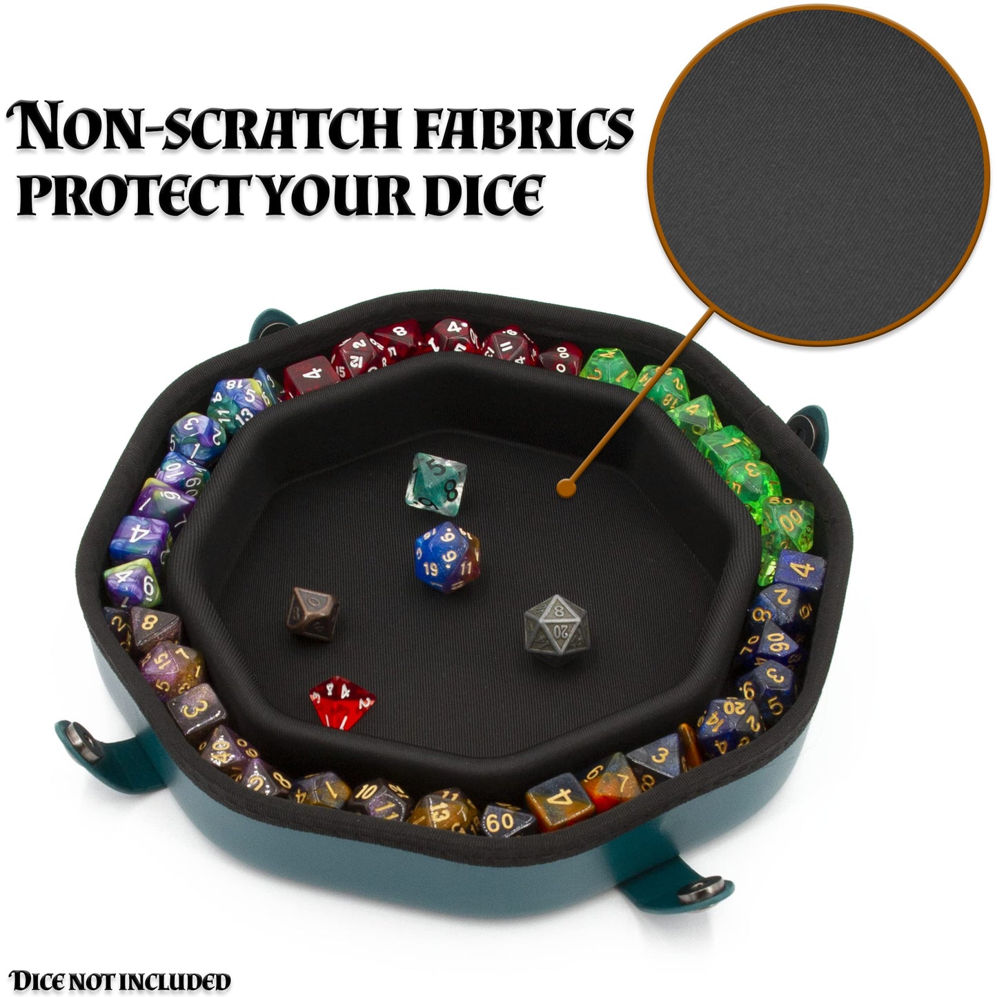 CASEMATIX Dice Tray & Storage Case — Holds 115 RPG Dice, Magnetic Snap Lid
