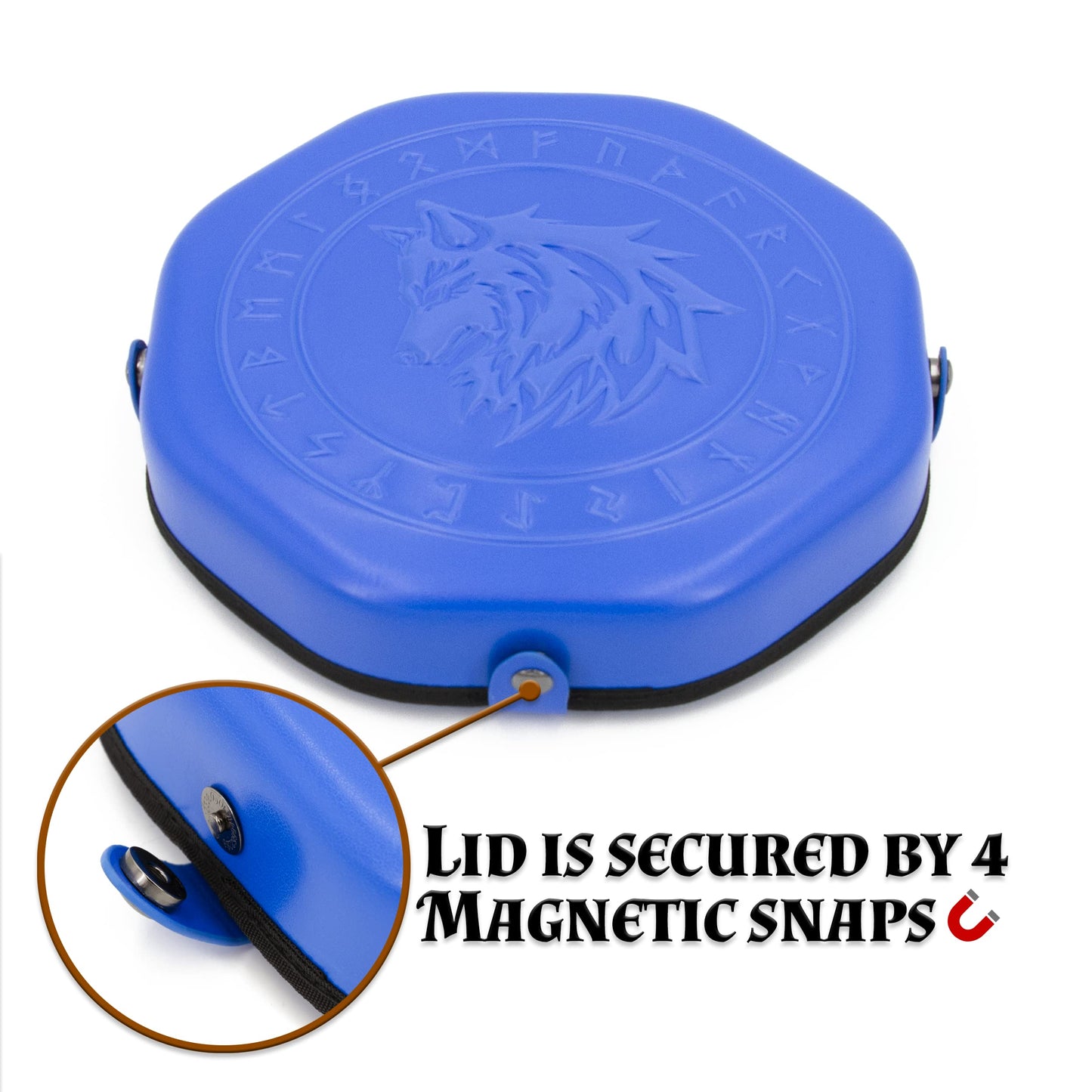 CASEMATIX Dice Tray & Storage Case for Up to 115 Dice | Magnetic Snaps and Wolf Embossed Design