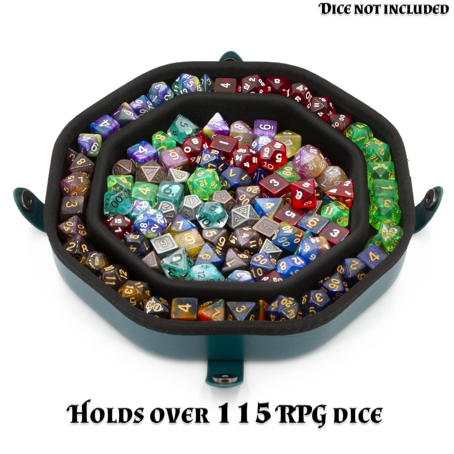 CASEMATIX Dice Tray & Storage Case — Holds 115 RPG Dice, Magnetic Snap Lid