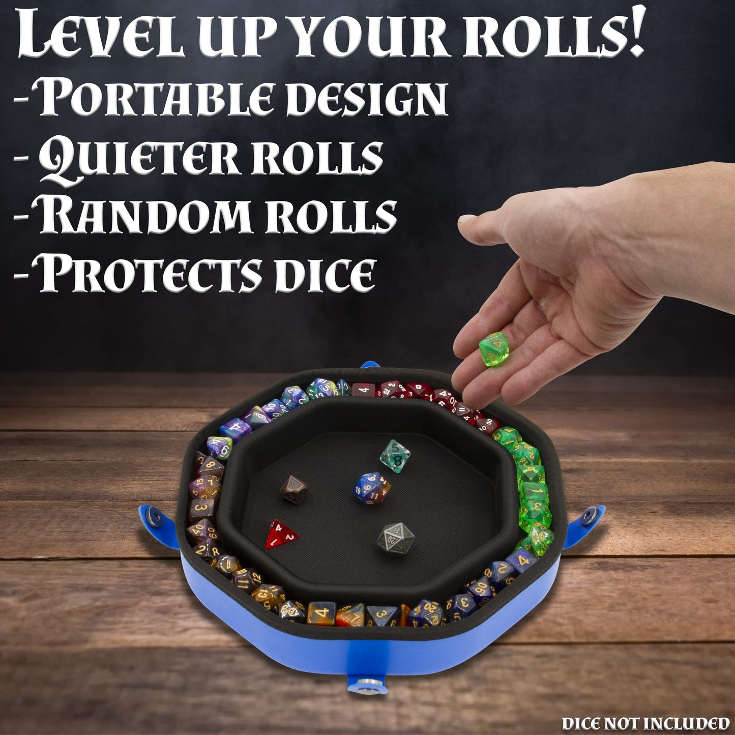CASEMATIX Dice Tray & Storage Case for Up to 115 Dice | Magnetic Snaps and Wolf Embossed Design
