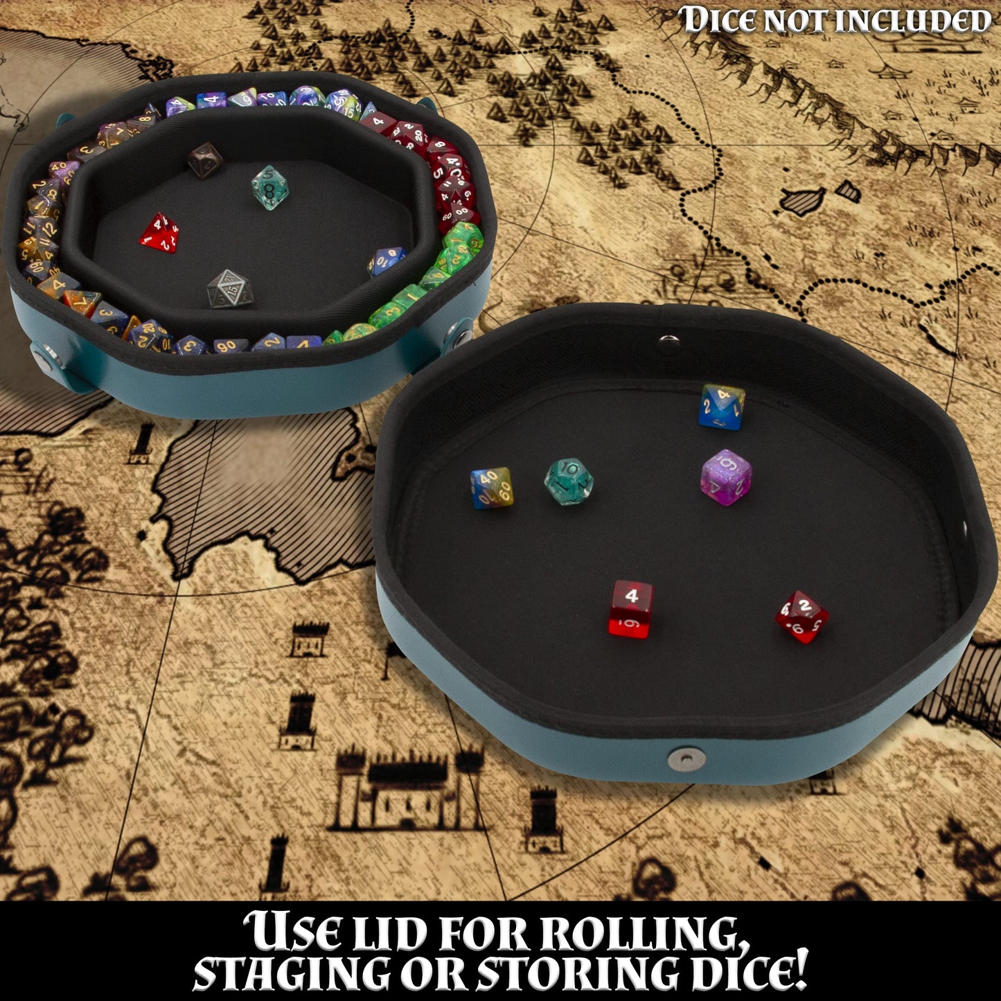 CASEMATIX Dice Tray & Storage Case — Holds 115 RPG Dice, Magnetic Snap Lid