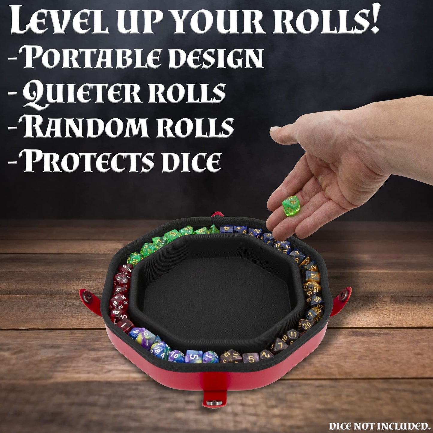 CASEMATIX Dice Tray & Travel Case — Holds 115 Dice, Magnetic Snaps, Skull Embossed
