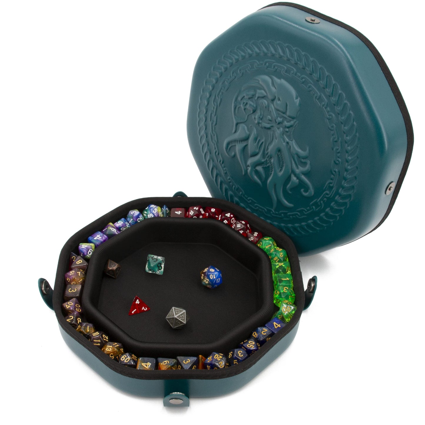 CASEMATIX Dice Tray & Storage Case — Holds 115 RPG Dice, Magnetic Snap Lid