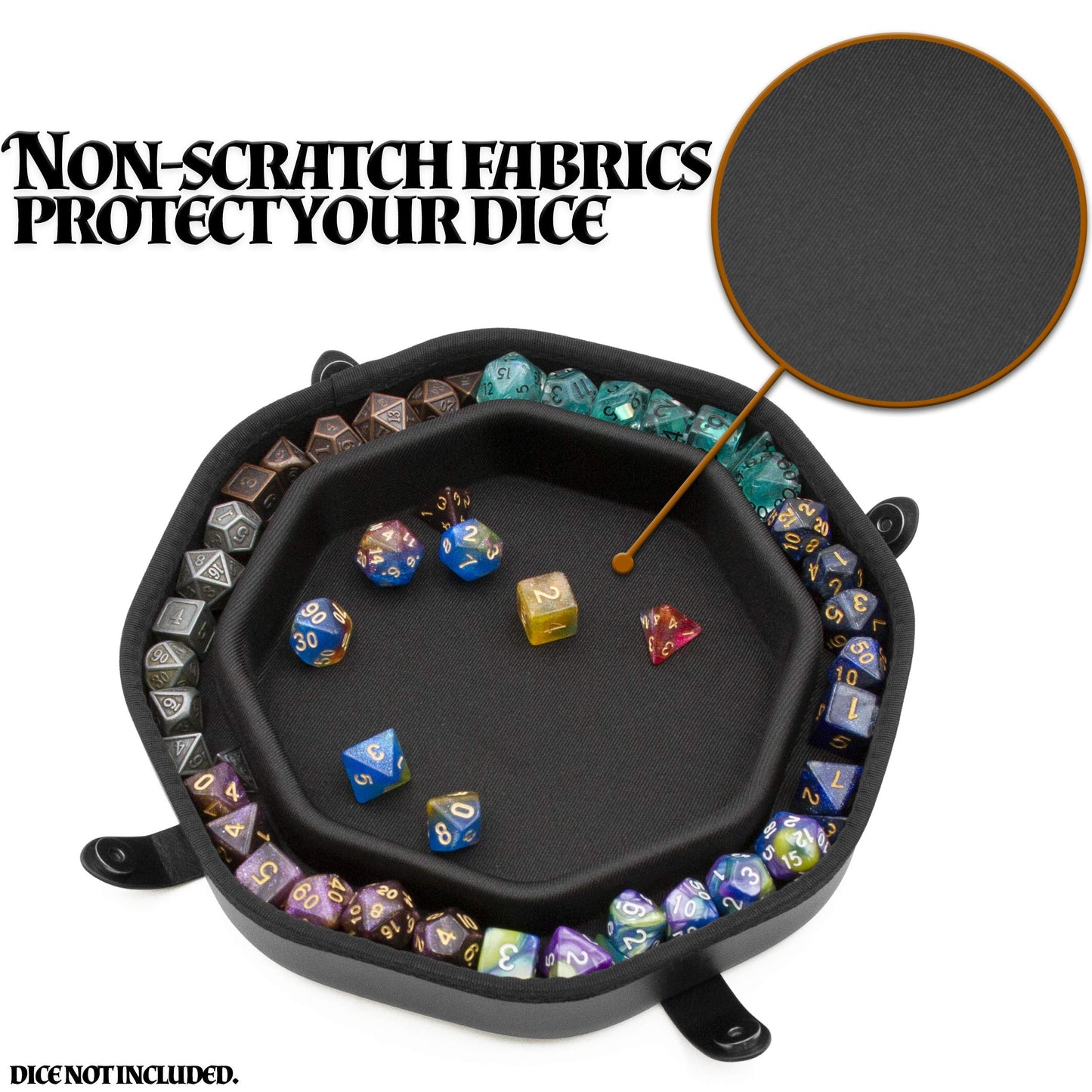 CASEMATIX Dice Tray & Storage Case — Holds 115 RPG Dice, Magnetic Snap Lid, Dragon Embossed
