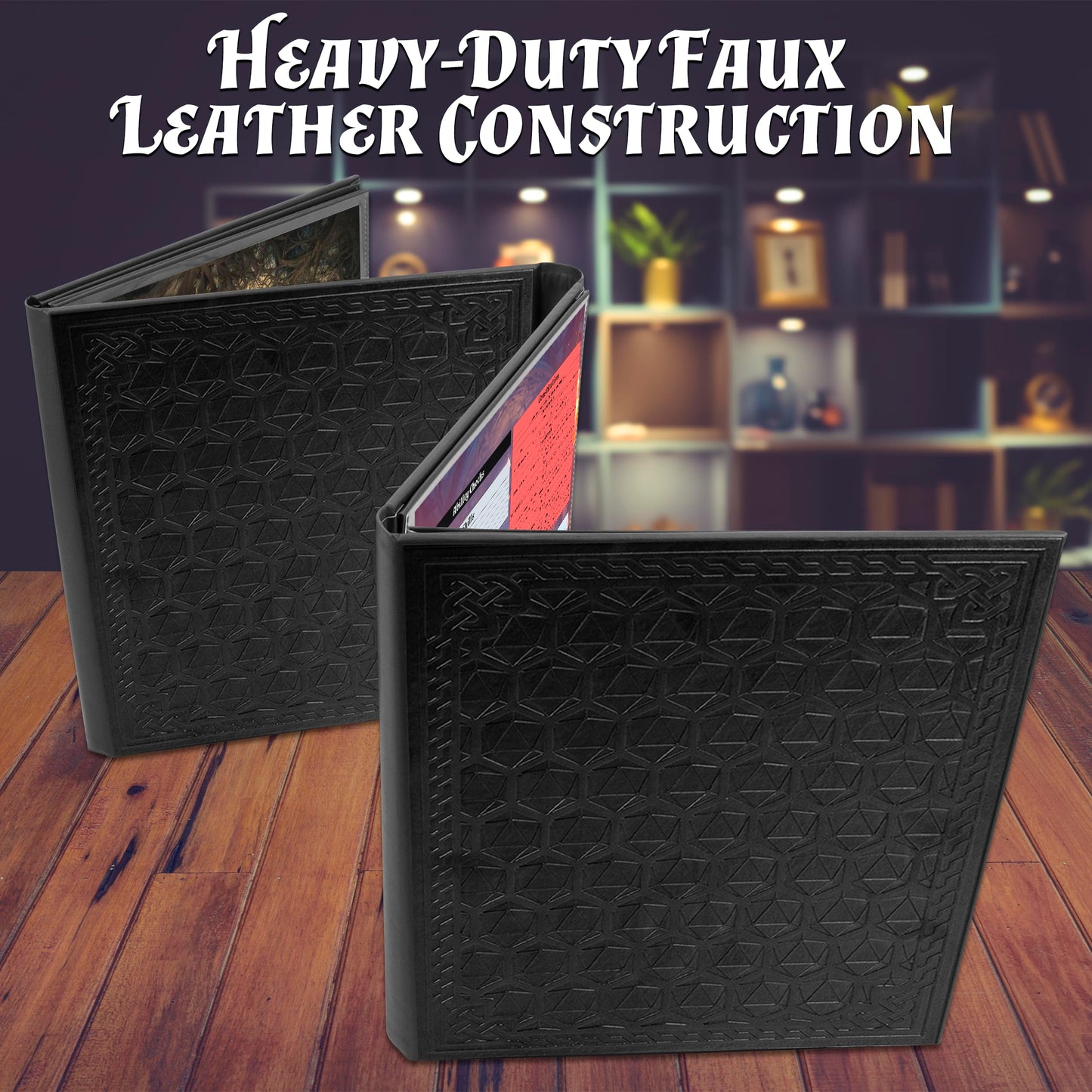 CASEMATIX DM Screen Faux Leather 8-Panel Deluxe GM Screen with Wet-Erase Pockets