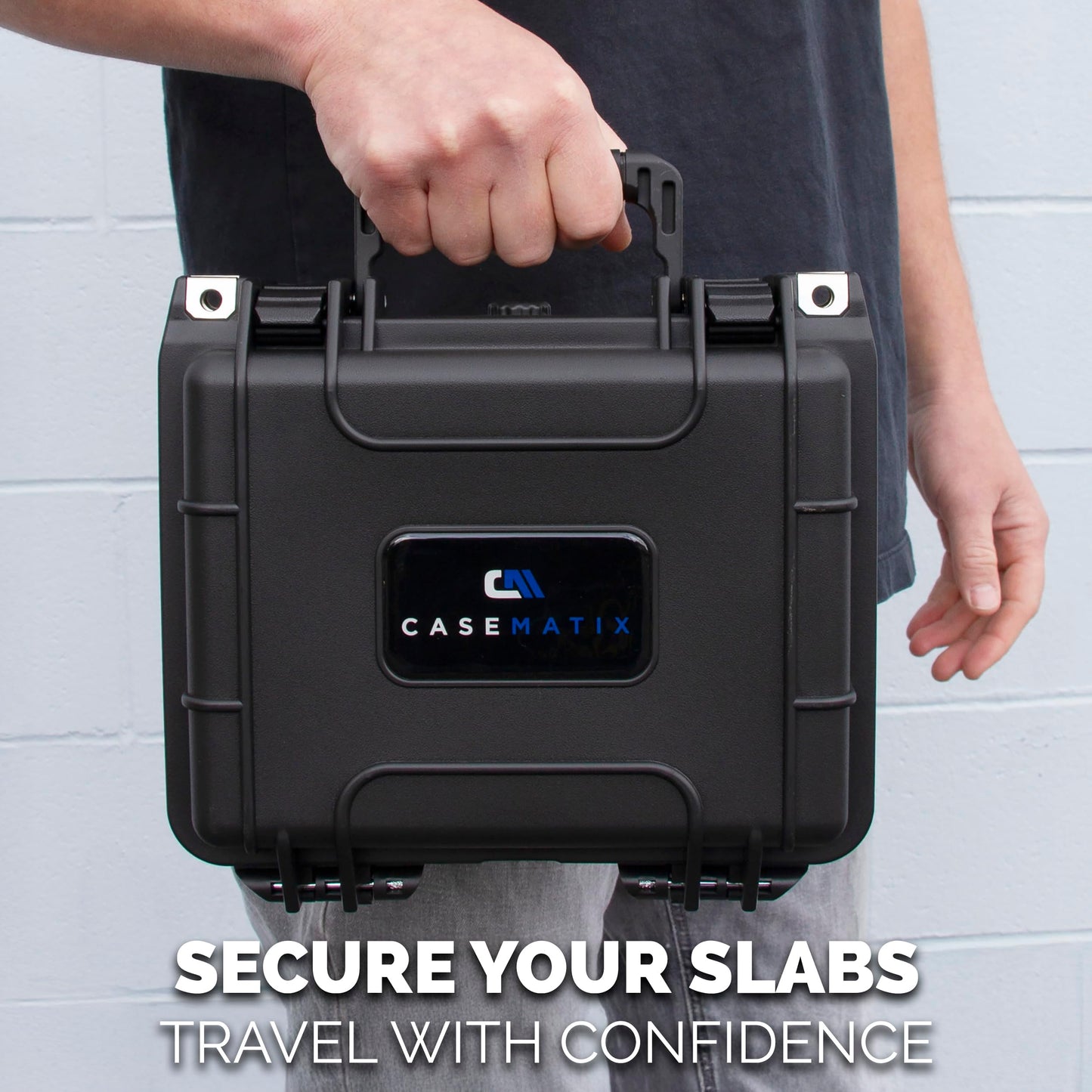 CASEMATIX Graded Card Case – 40 BGS/PSA Slabs, 150 Top Loader Cards, IPX7 Waterproof with Dividers