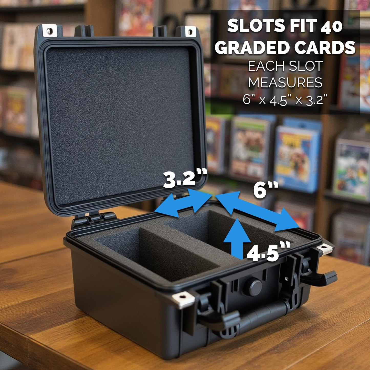 CASEMATIX Graded Card Case – 40 BGS/PSA Slabs, 150 Top Loader Cards, IPX7 Waterproof with Dividers