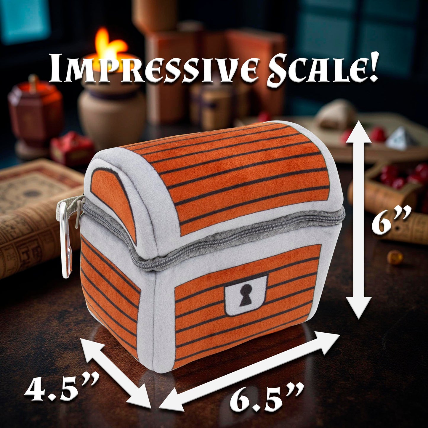 CASEMATIX Mimic Dice Chest – Plush 6.5" Dice Case with 7‑Piece RPG Dice Set