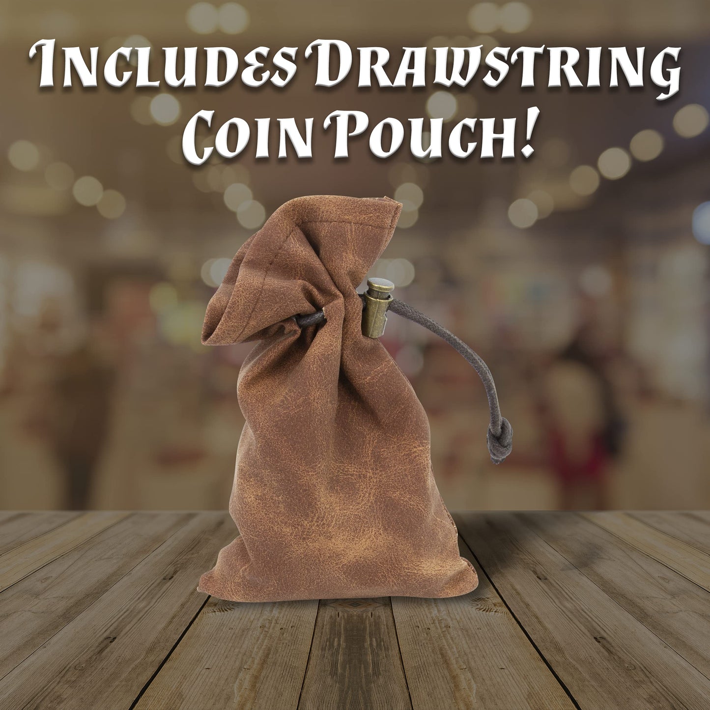 CASEMATIX 100 Metal Coins with PU Leather Pouch for RPGs – Dragon & Shield Engraving