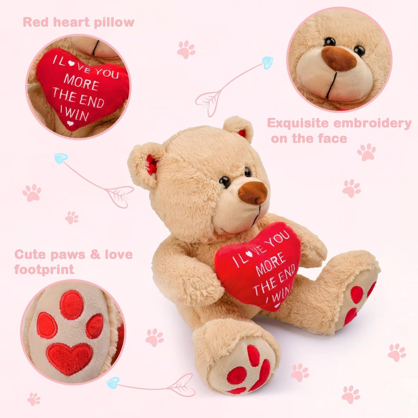 CaseTank 10-Inch Valentines Teddy Bear — Cute Plush Gift for Her