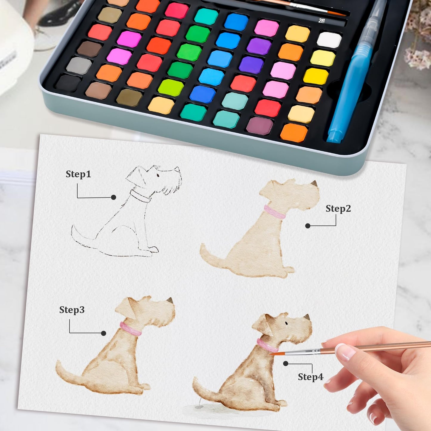 Casleevf Valentines Day Kids Watercolor Paint Set – Travel Mini Watercolors