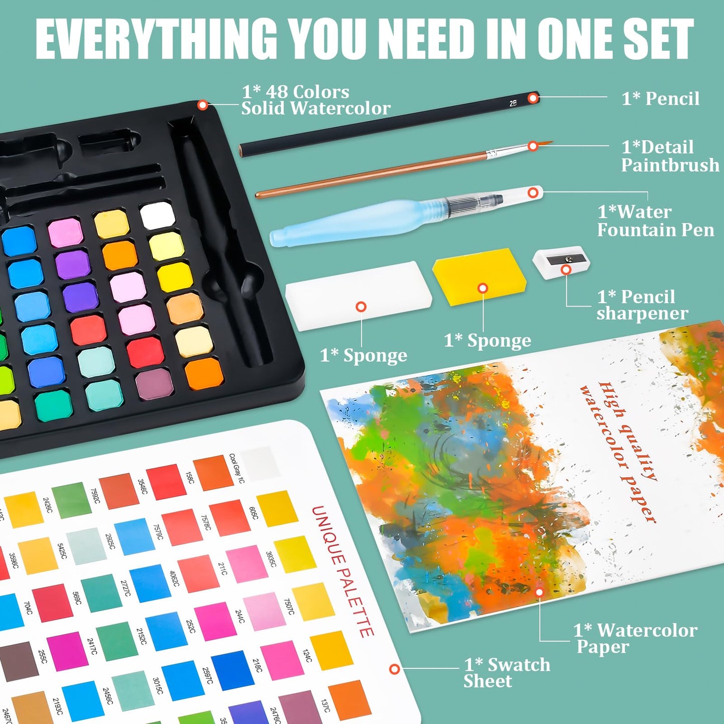 Casleevf Valentines Day Kids Watercolor Paint Set – Travel Mini Watercolors