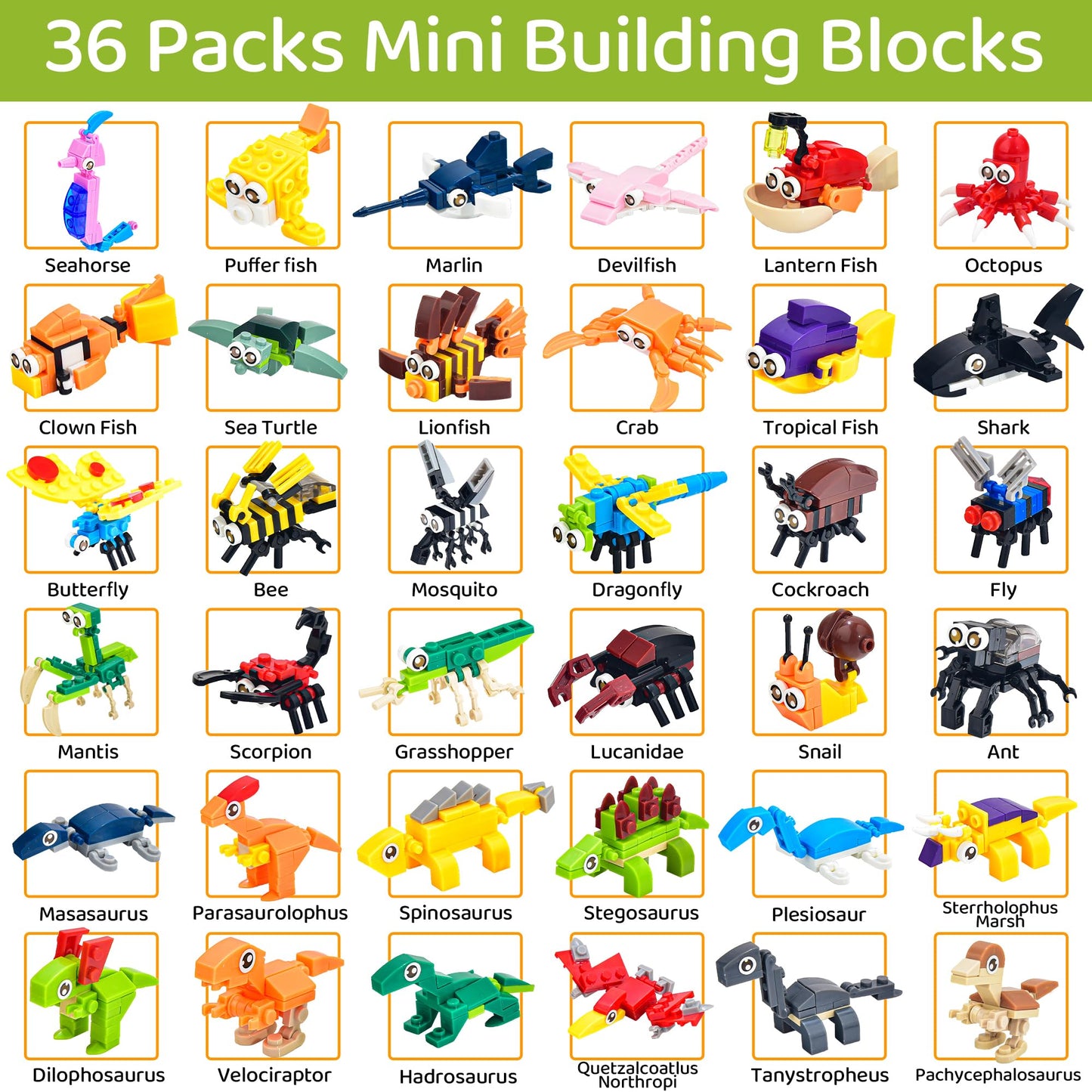 CASRRA 36-Pack Mini Building Blocks Set for Kids 4-8 – Party Favors, Goodie Bags, Classroom Rewards