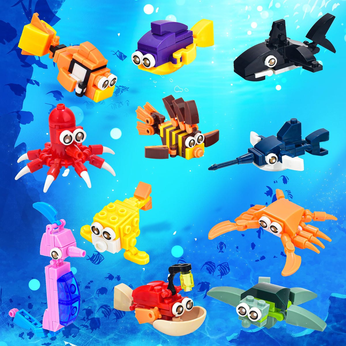 CASRRA 24 Packs Mini Building Blocks – Dinosaur & Sea Creature Themes