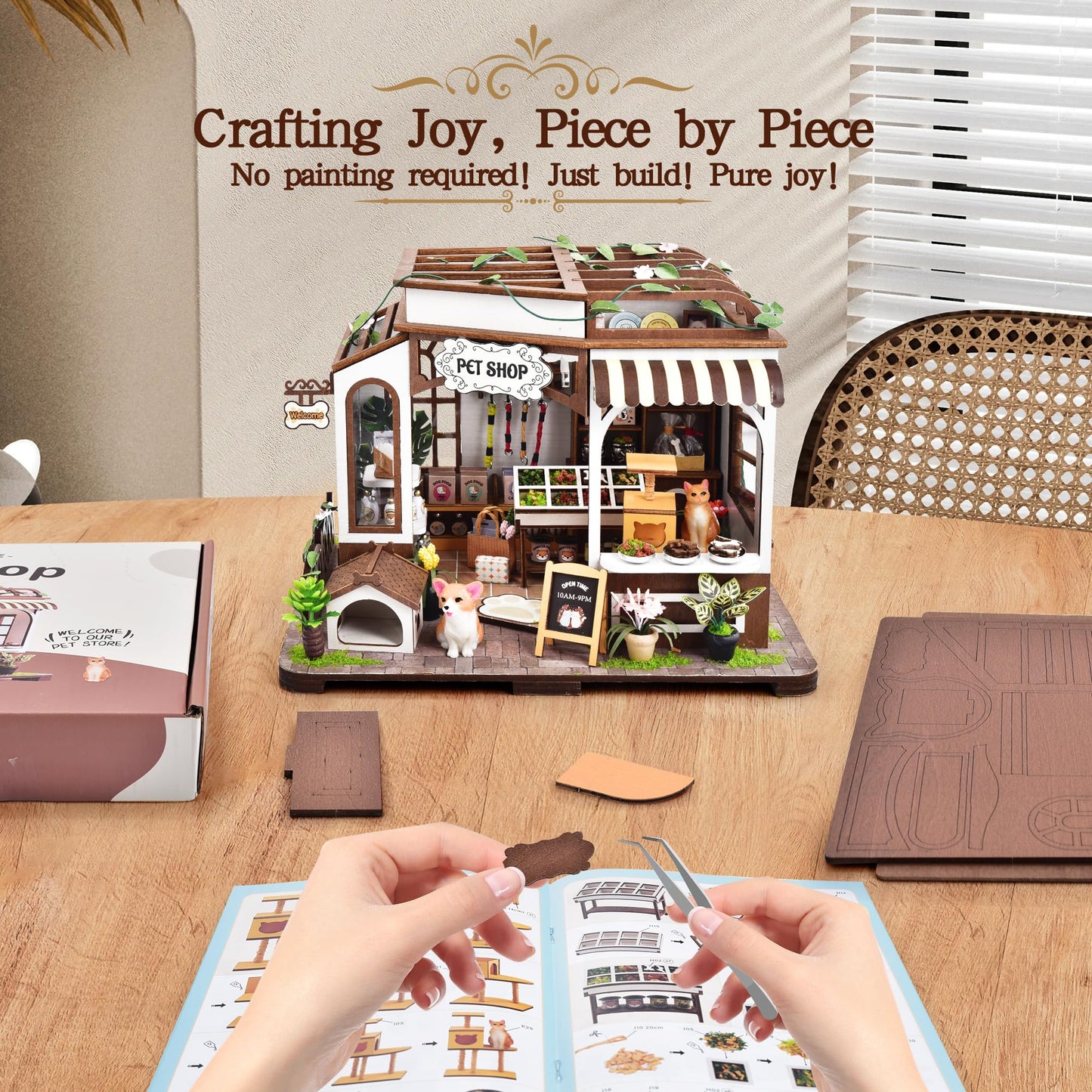 CASRRA DIY Miniature Pet Shop Kit – 3D Wooden Puzzle for Adults