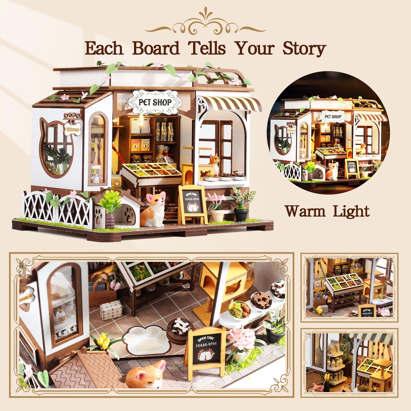 CASRRA DIY Miniature Pet Shop Kit – 3D Wooden Puzzle for Adults