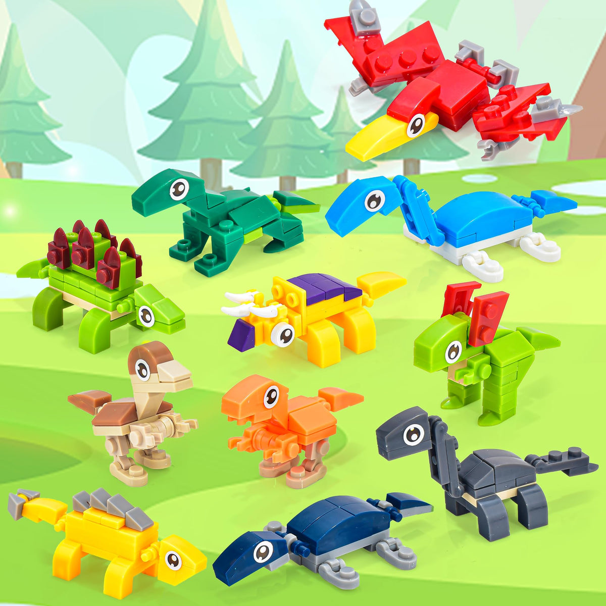 CASRRA 24 Packs Mini Building Blocks – Dinosaur & Sea Creature Themes