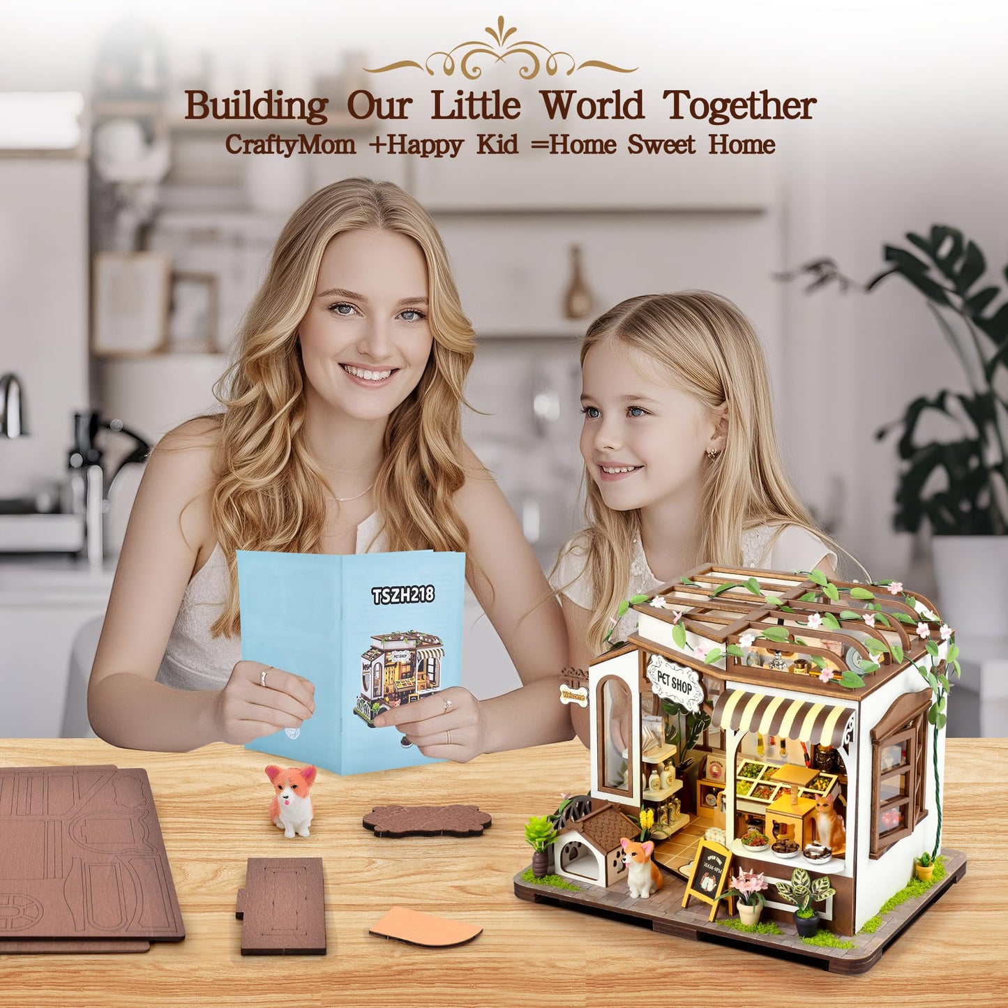CASRRA DIY Miniature Pet Shop Kit – 3D Wooden Puzzle for Adults