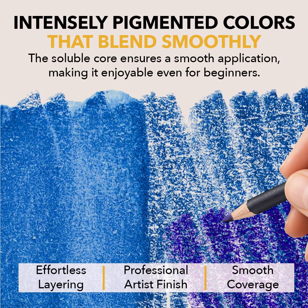 Castle Art Supplies 120 Watercolour Pencils Set – Vibrant Pigments & Travel Case
