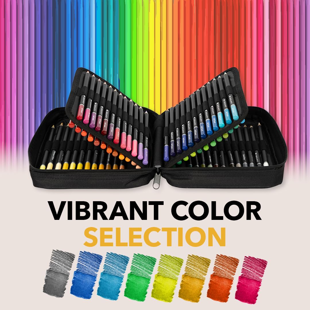 Castle Art Supplies 120 Watercolour Pencils Set – Vibrant Pigments & Travel Case