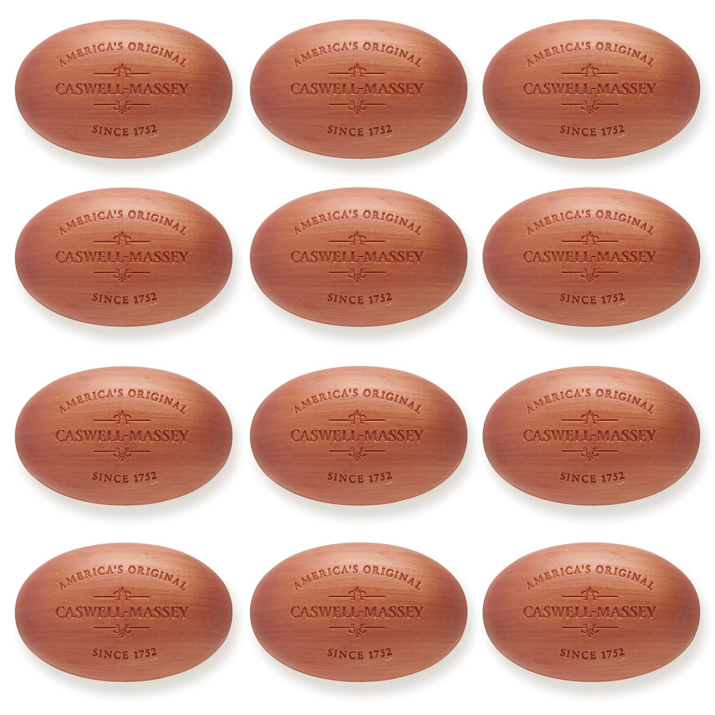 Caswell-Massey Woodgrain Sandalwood Gift Set – 12 Bar Triple-Milled Plant-Based Soap, USA Made