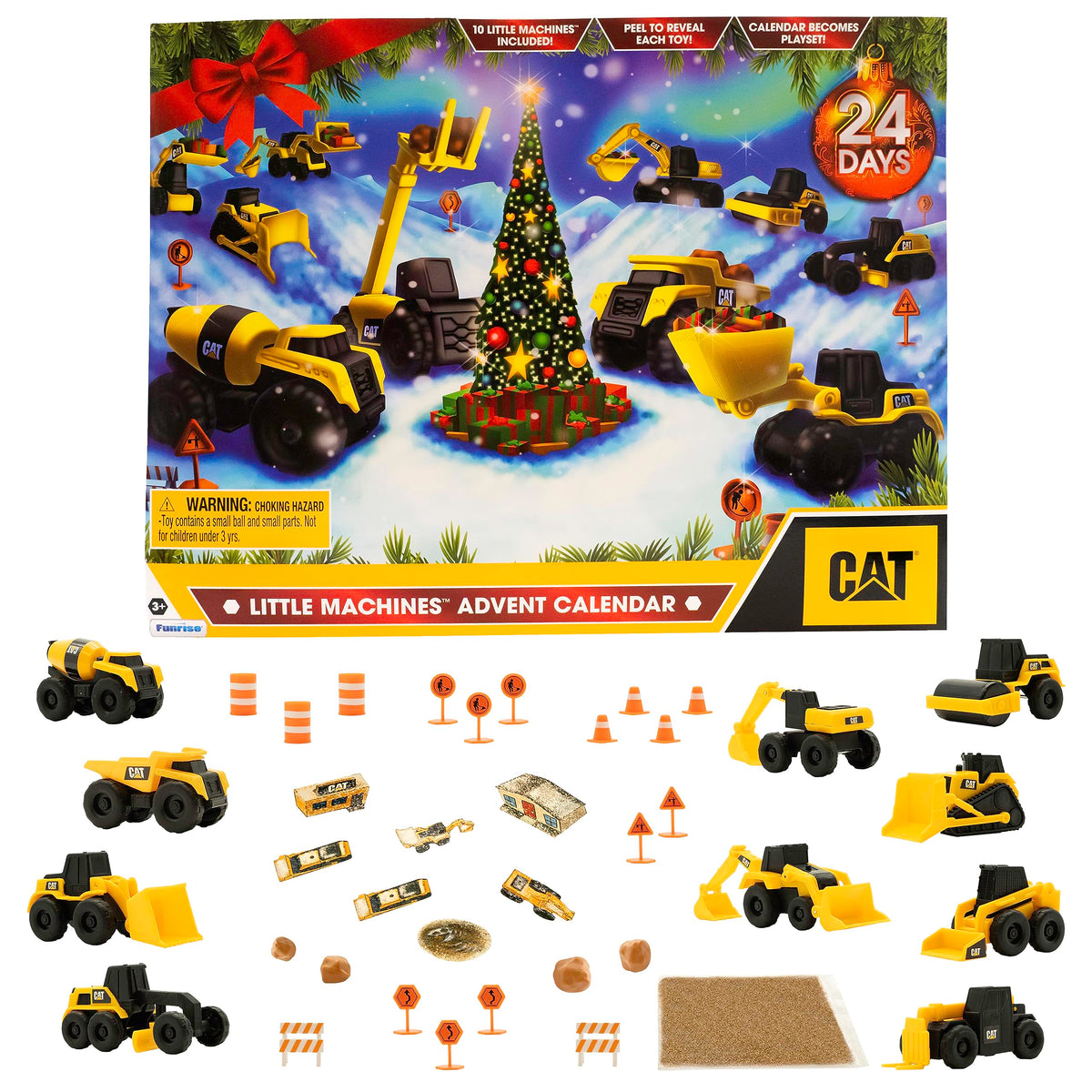 CAT Construction Toys Advent Calendar – 24-Piece Set with 10 Little Machines & Insta-Dirt (Ages 3+)