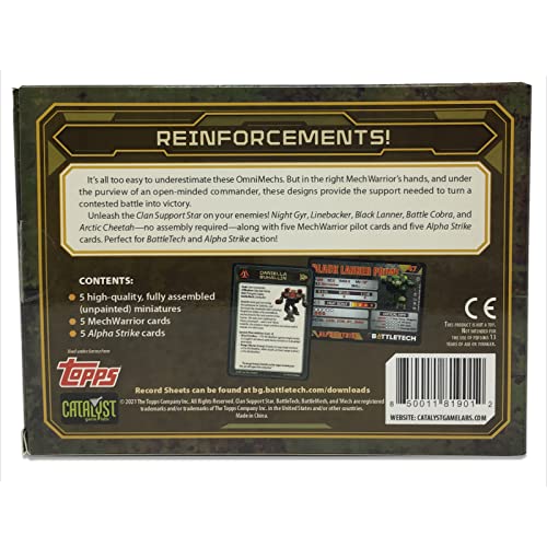 BattleTech Mini Force Pack: Clan Support Star Grey — 5 Pre-Assembled Clan Mechs + Alpha Strike Cards | Catalyst Game Labs