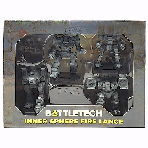 Catalyst Game Labs BattleTech Mini Force Pack: Inner Sphere Fire Lance, Grey – Ready-to-Play Mechs