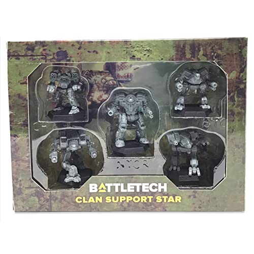 BattleTech Mini Force Pack: Clan Support Star Grey — 5 Pre-Assembled Clan Mechs + Alpha Strike Cards | Catalyst Game Labs