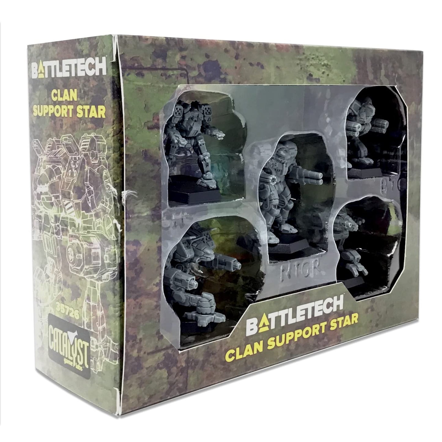 BattleTech Mini Force Pack: Clan Support Star Grey — 5 Pre-Assembled Clan Mechs + Alpha Strike Cards | Catalyst Game Labs