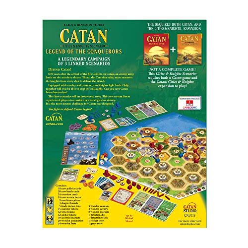 CATAN Legend of the Conquerors Scenario Expansion – Defend Catan with Knights & Cannons (3–4 Players, 120 Min)