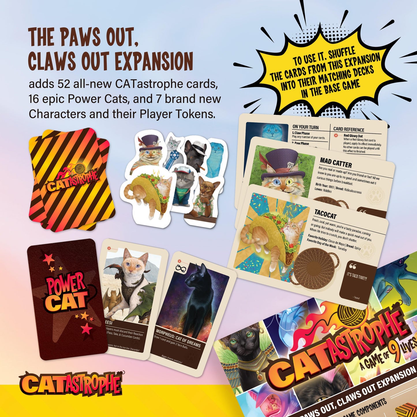 CATastrophe: Paws Out Expansion Pack – A Game of 9 Lives for Family Night (2-6 Players, Ages 10+)