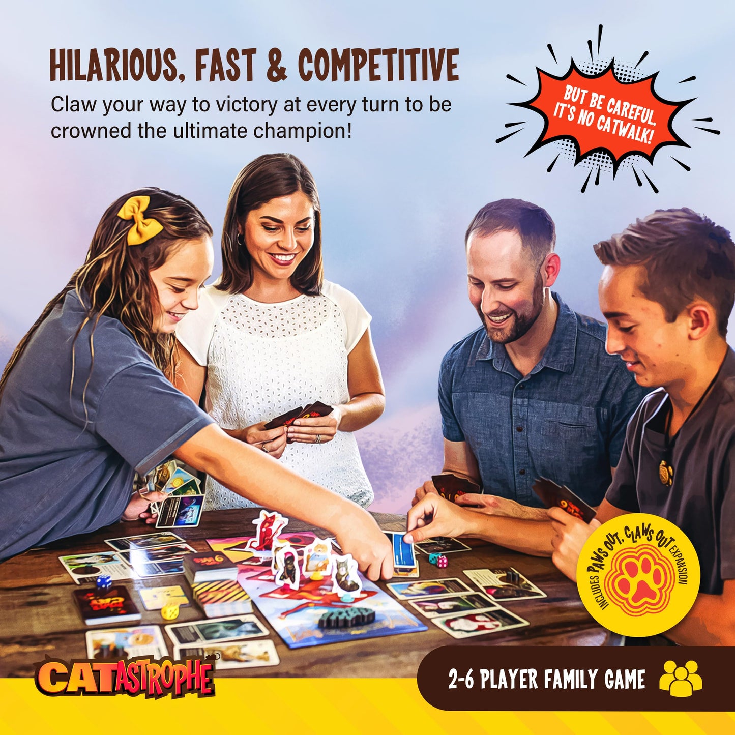 CATastrophe: Paws Out Expansion Pack – A Game of 9 Lives for Family Night (2-6 Players, Ages 10+)