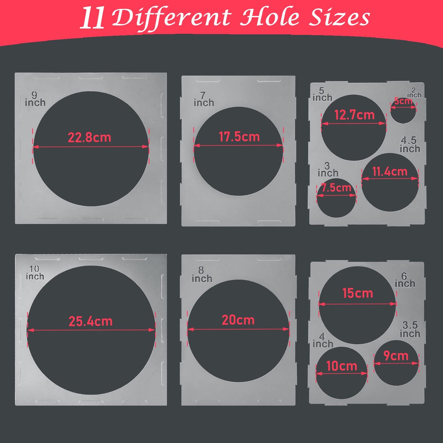 Catcan 11-Hole Balloon Sizer Cube Box – Collapsible 12x12x12 Inch Balloon Size Measurement Tool for Arches & Columns
