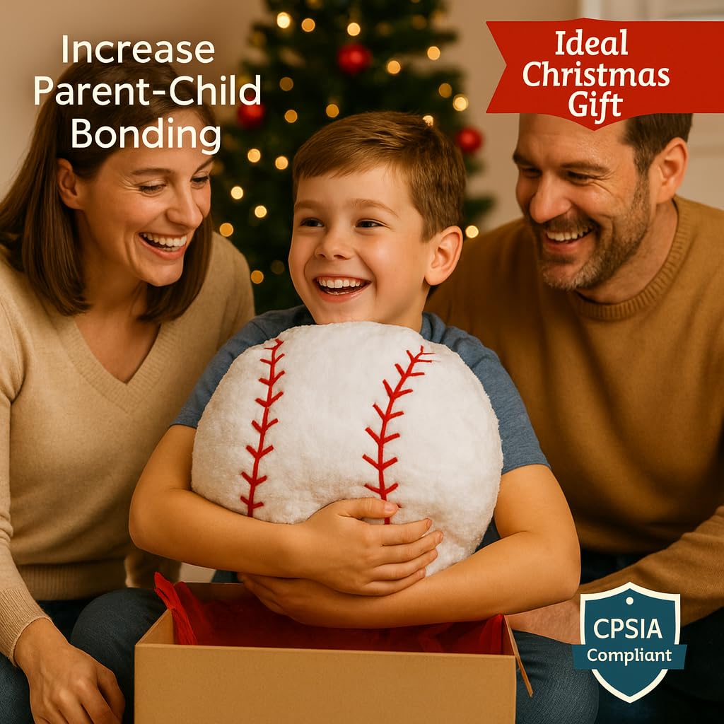 CatchStar Baseball Pillow Plush for Boys – 18-Inch Removable Cover, Washable, Safe Durable Throw Toy Gift
