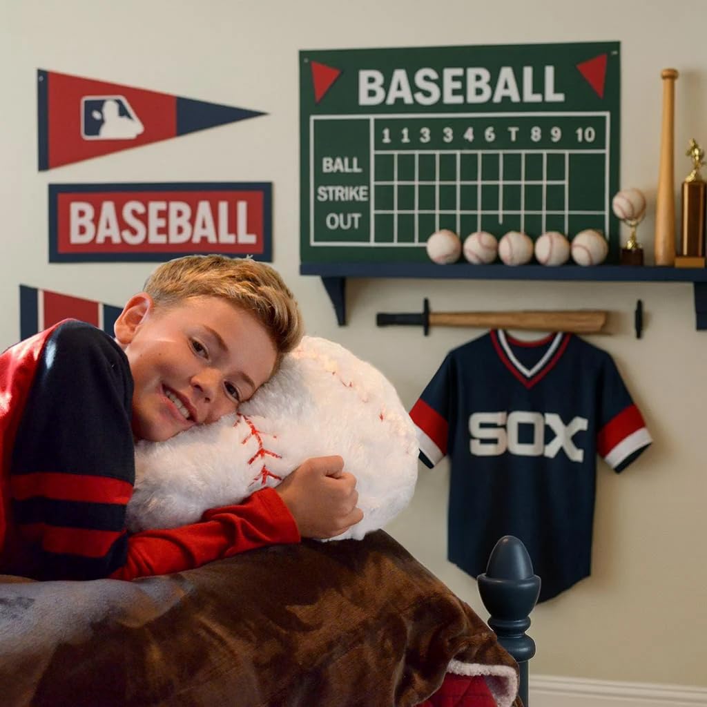 CatchStar Baseball Pillow Plush for Boys – 18-Inch Removable Cover, Washable, Safe Durable Throw Toy Gift