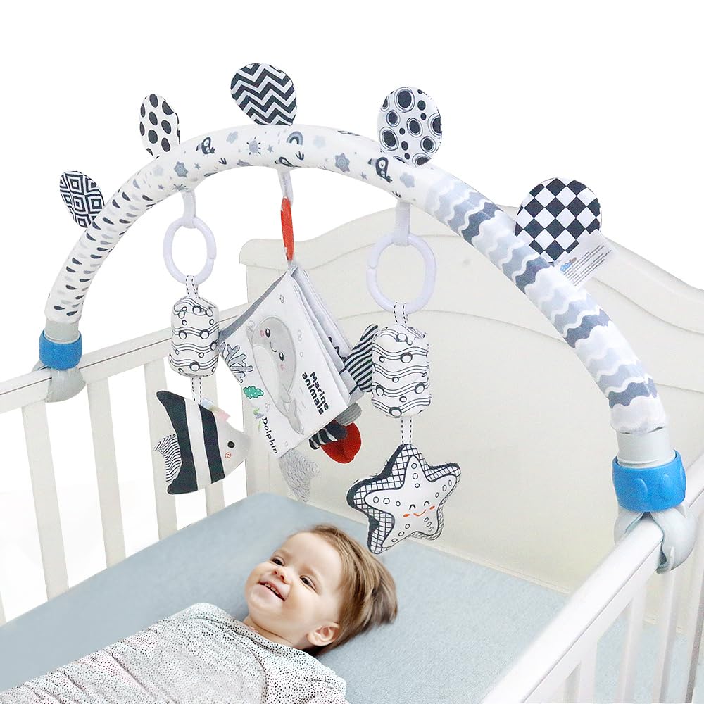 Caterbee Ocean Baby Activity Travel Mobile Arch — High-Contrast Crib Toys & Detachable Book