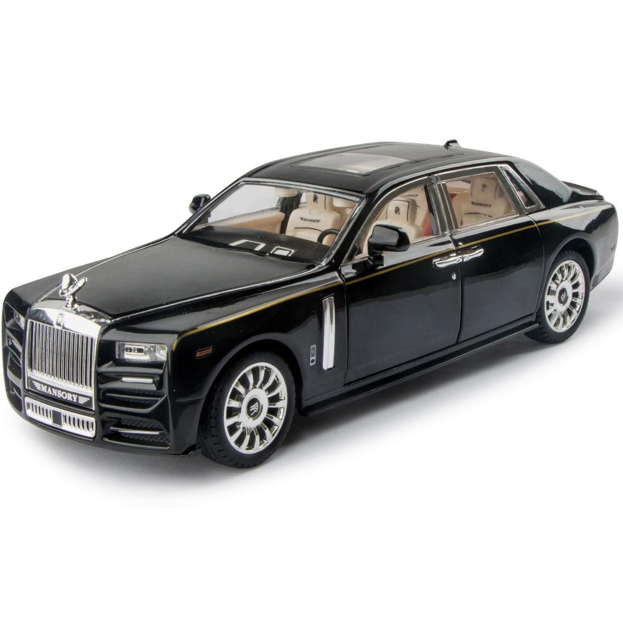 Catovie Rolls-Royce Phantom 1/24 Diecast Car with Sound & Light – Black Alloy Collectible