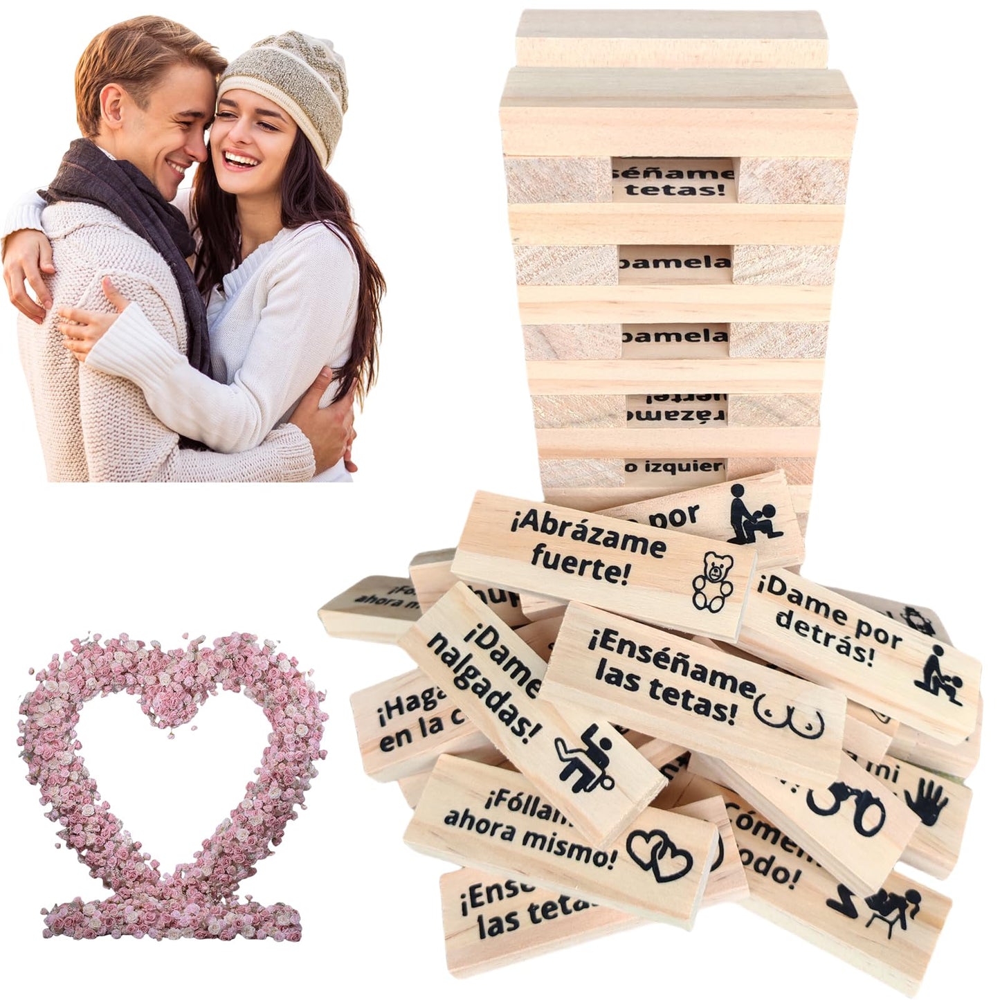 Cattoroy Adult Blocks Game for Couples – Naughty Stacking Tower for Date Nights, 18+ | Velvet Gift Box